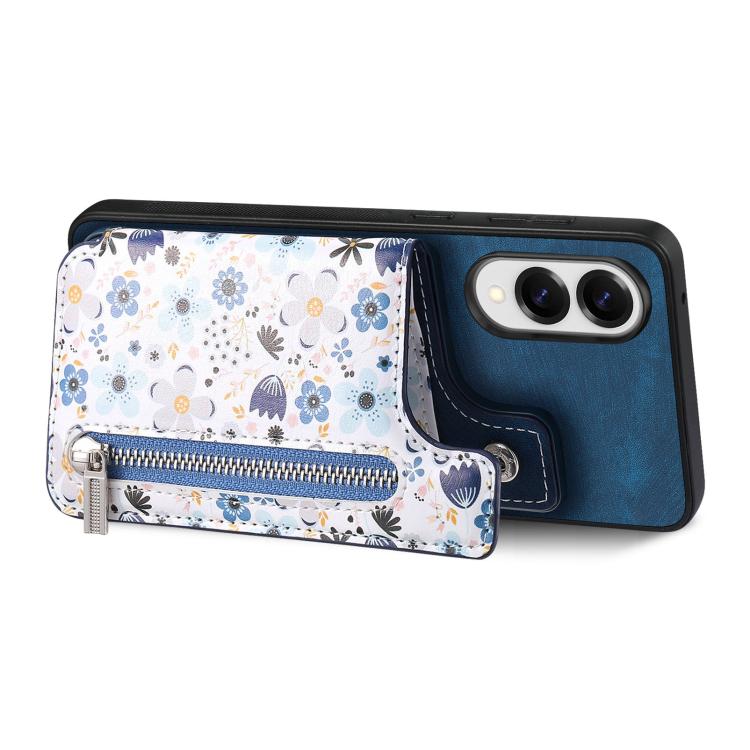 For Samsung Galaxy S25 Edge 5G Retro Painted Zipper Wallet Back Phone Case