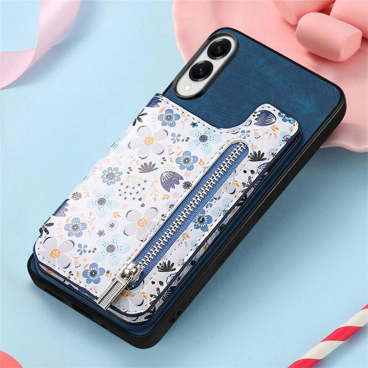 For Samsung Galaxy S25 Edge 5G Retro Painted Zipper Wallet Back Phone Case