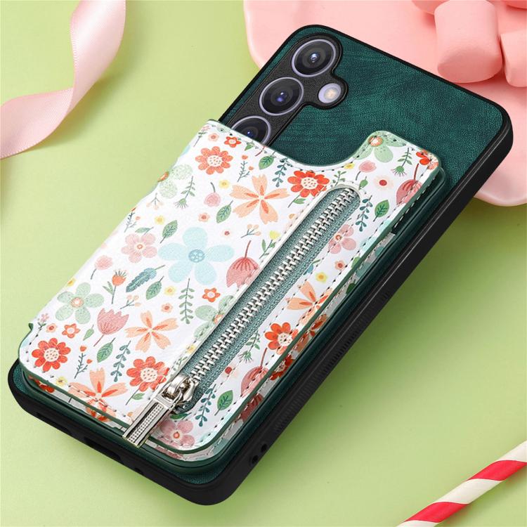 For Samsung Galaxy A57 5G Retro Painted Zipper Wallet Back Phone Case