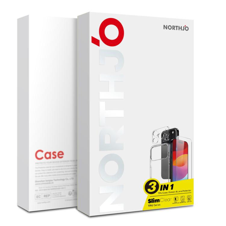 For iPhone Air NORTHJO 3 in 1 TPU Phone Case with Screen Film and Lens Film - Clear