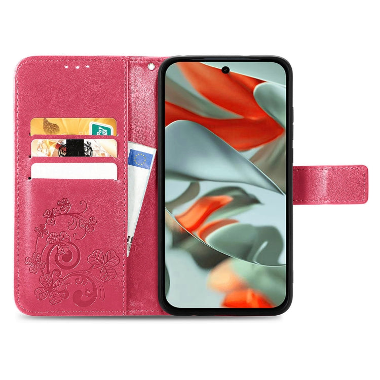 For Google Pixel 9 Pro XL Four-leaf Clasp Embossed Buckle Leather Phone Case