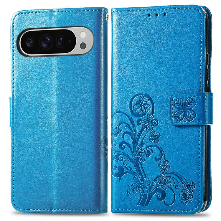 For Google Pixel 9 Pro XL Four-leaf Clasp Embossed Buckle Leather Phone Case