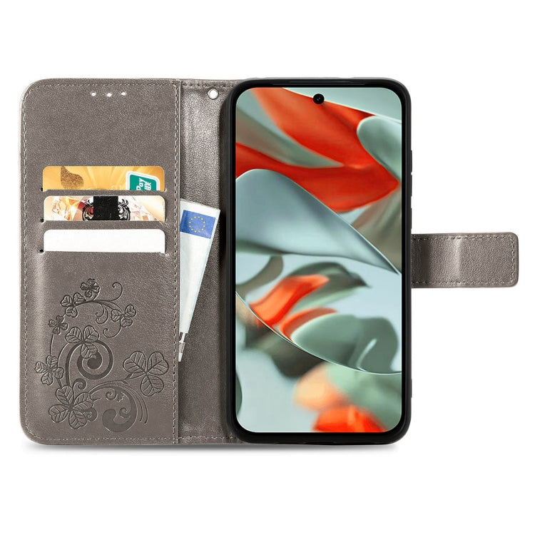 For Google Pixel 9 Pro XL Four-leaf Clasp Embossed Buckle Leather Phone Case