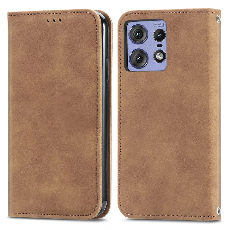 For Motorola Moto Edge 50 Pro Retro Skin Feel Magnetic Flip Leather Phone Case