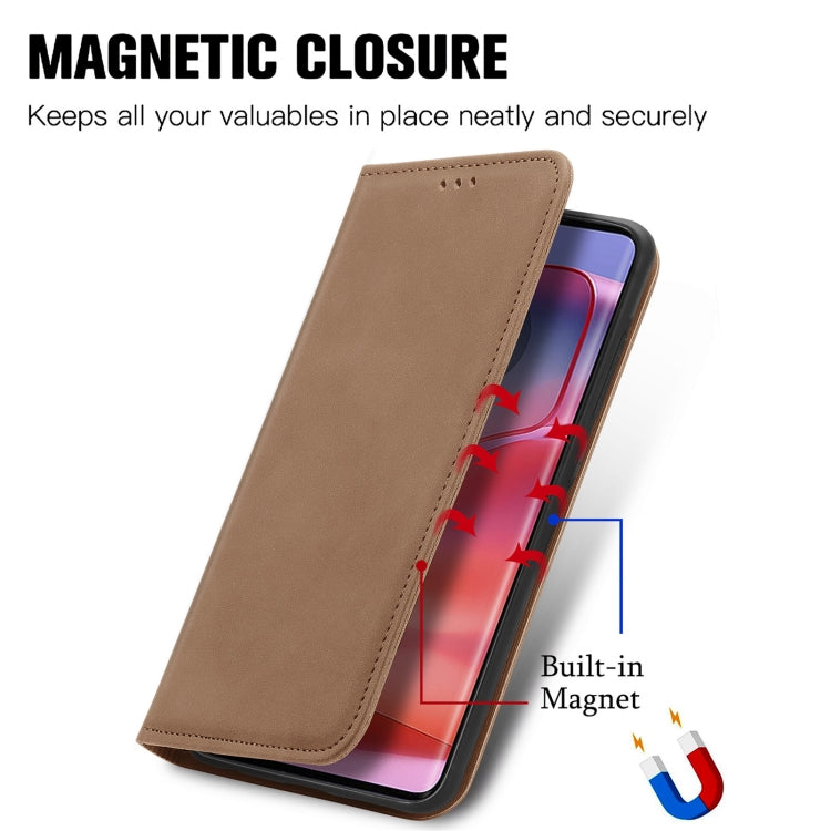 For Motorola Moto Edge 50 Pro Retro Skin Feel Magnetic Flip Leather Phone Case