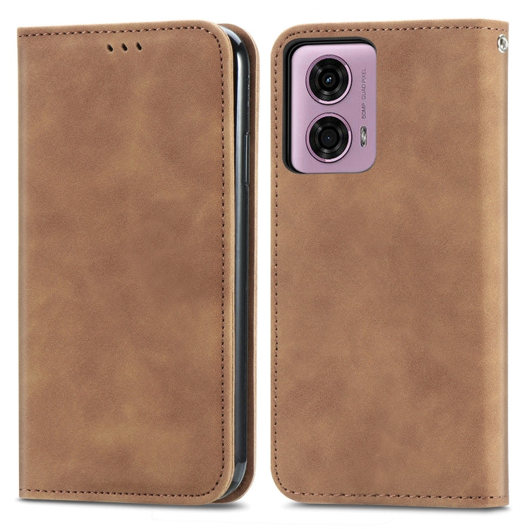 For Motorola Moto  G24 Retro Skin Feel Magnetic Flip Leather Phone Case