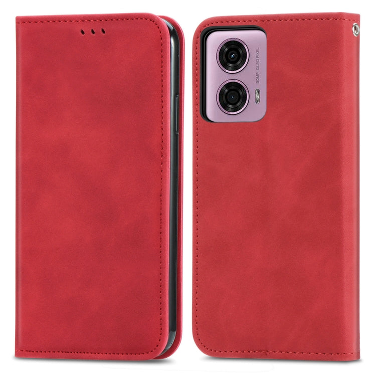 For Motorola Moto  G24 Retro Skin Feel Magnetic Flip Leather Phone Case
