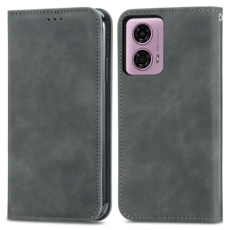 For Motorola Moto  G24 Retro Skin Feel Magnetic Flip Leather Phone Case
