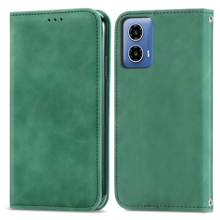 For Motorola  Moto G34 Retro Skin Feel Magnetic Flip Leather Phone Case