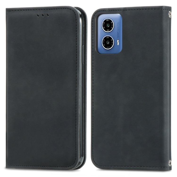For Motorola  Moto G34 Retro Skin Feel Magnetic Flip Leather Phone Case