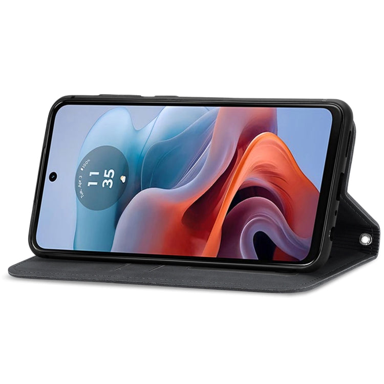 For Motorola  Moto G34 Retro Skin Feel Magnetic Flip Leather Phone Case