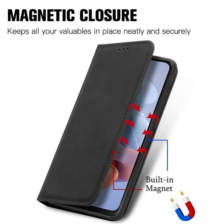 For Motorola  Moto G34 Retro Skin Feel Magnetic Flip Leather Phone Case