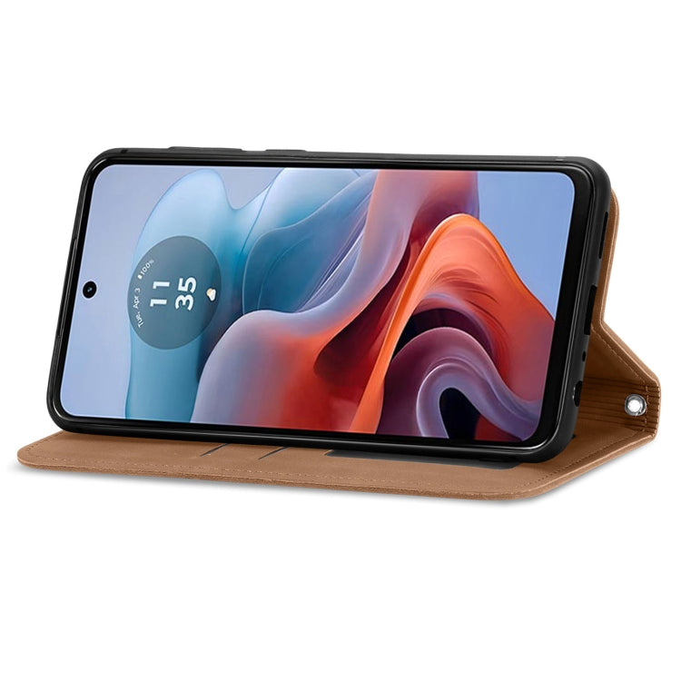 For Motorola  Moto G34 Retro Skin Feel Magnetic Flip Leather Phone Case