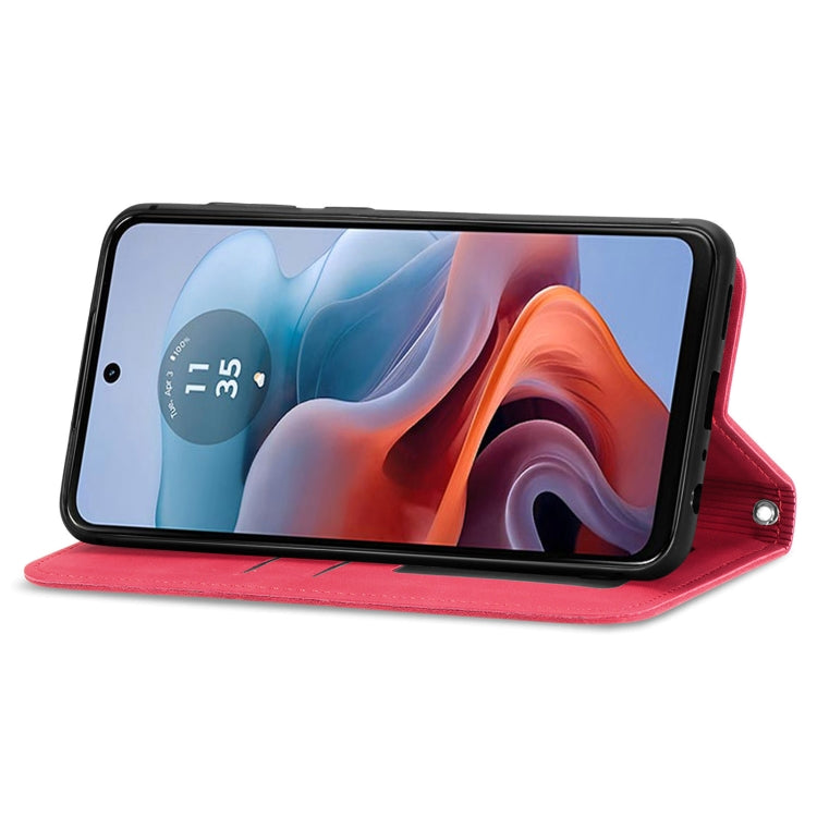 For Motorola  Moto G34 Retro Skin Feel Magnetic Flip Leather Phone Case