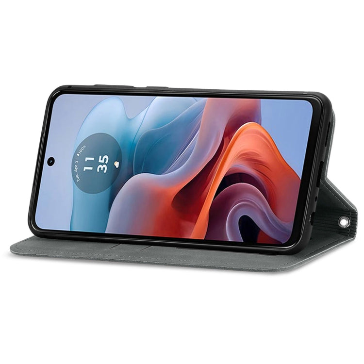 For Motorola  Moto G34 Retro Skin Feel Magnetic Flip Leather Phone Case