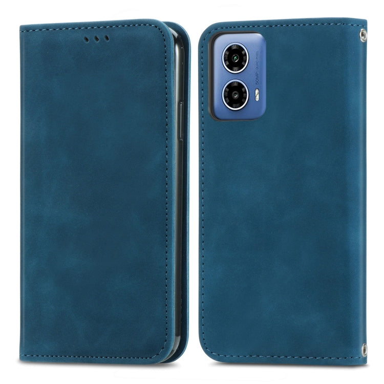 For Motorola  Moto G34 Retro Skin Feel Magnetic Flip Leather Phone Case