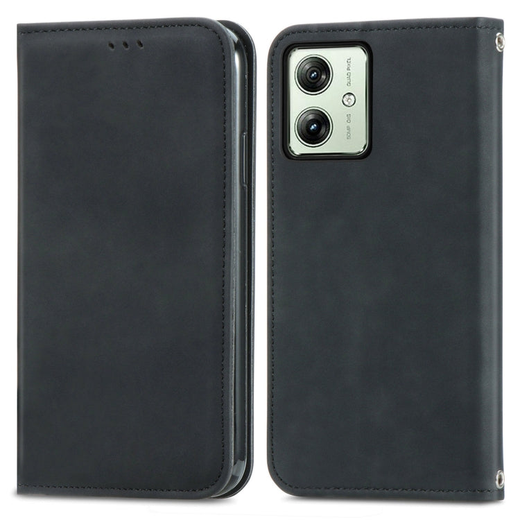 For Motorola Moto G54 5G Retro Skin Feel Magnetic Flip Leather Phone Case