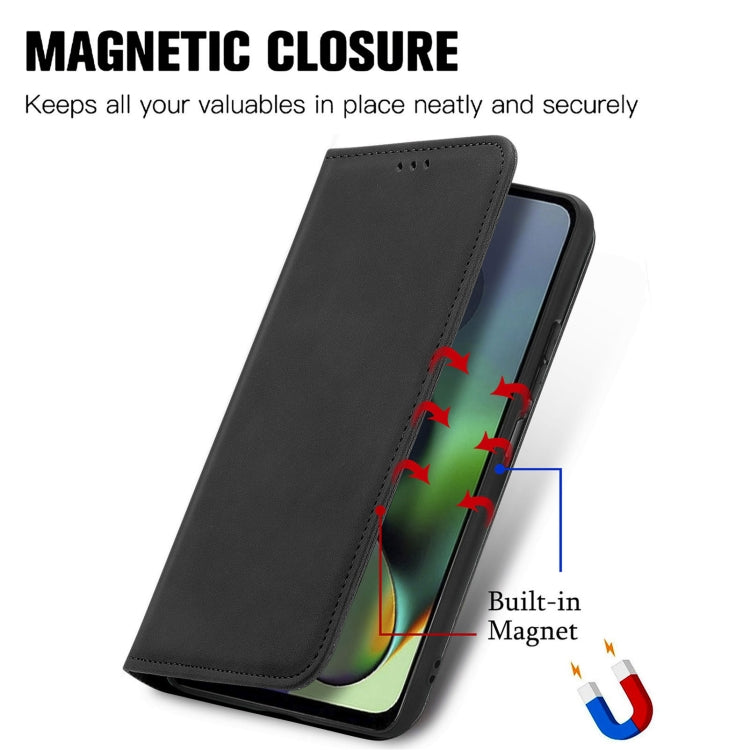 For Motorola Moto G54 5G Retro Skin Feel Magnetic Flip Leather Phone Case