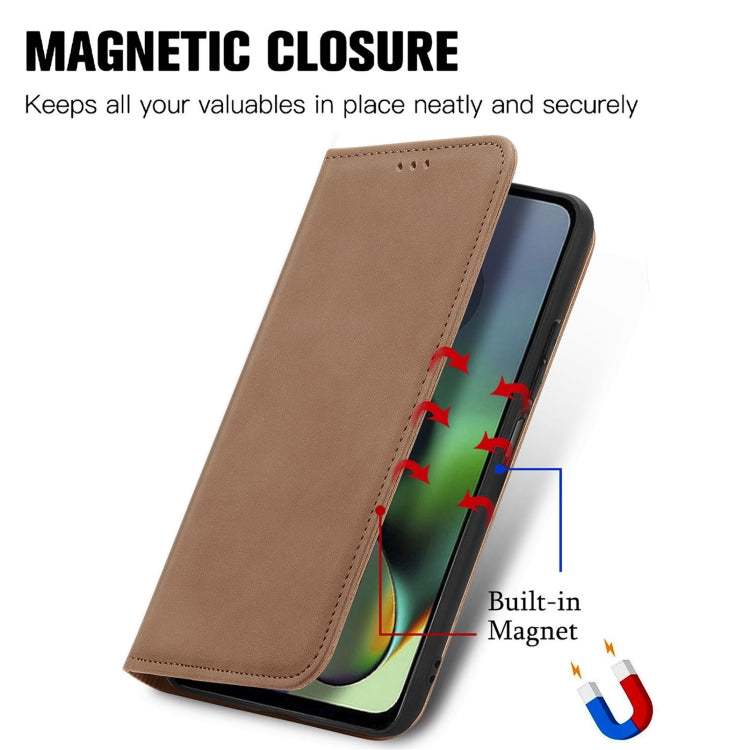 For Motorola Moto G54 5G Retro Skin Feel Magnetic Flip Leather Phone Case
