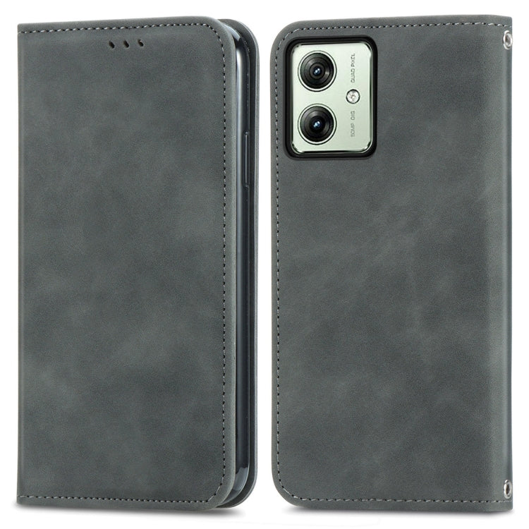 For Motorola Moto G54 5G Retro Skin Feel Magnetic Flip Leather Phone Case