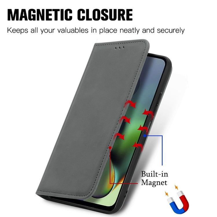 For Motorola Moto G54 5G Retro Skin Feel Magnetic Flip Leather Phone Case