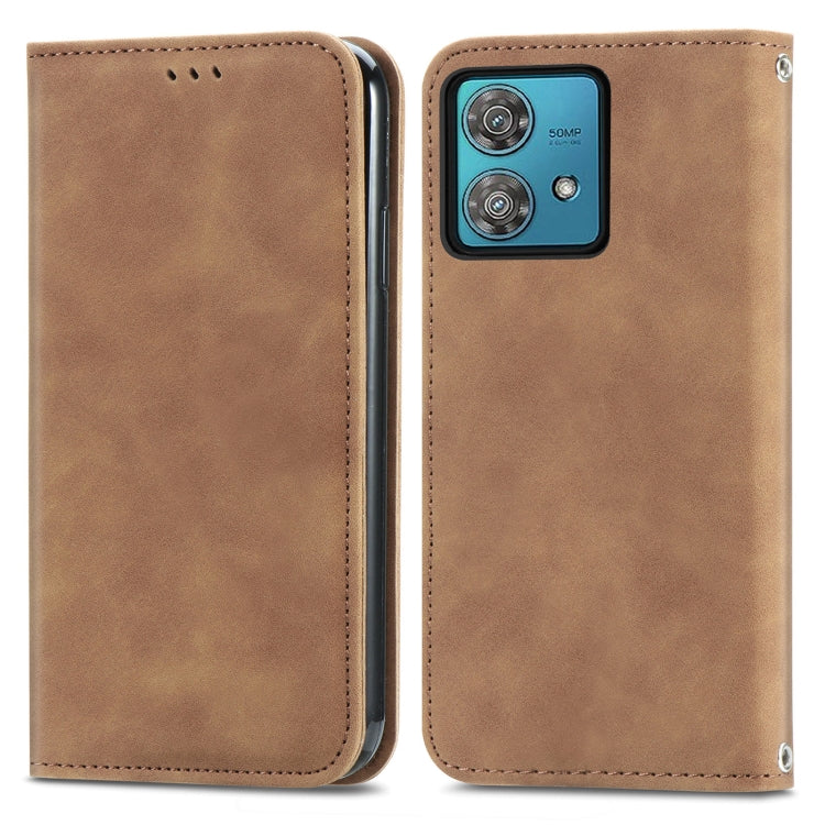 For Motorola Moto G84 Retro Skin Feel Magnetic Flip Leather Phone Case