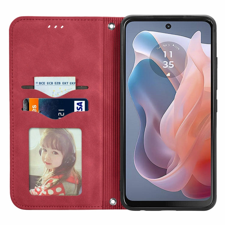 For Motorola Moto G Play 2024 Retro Skin Feel Magnetic Flip Leather Phone Case