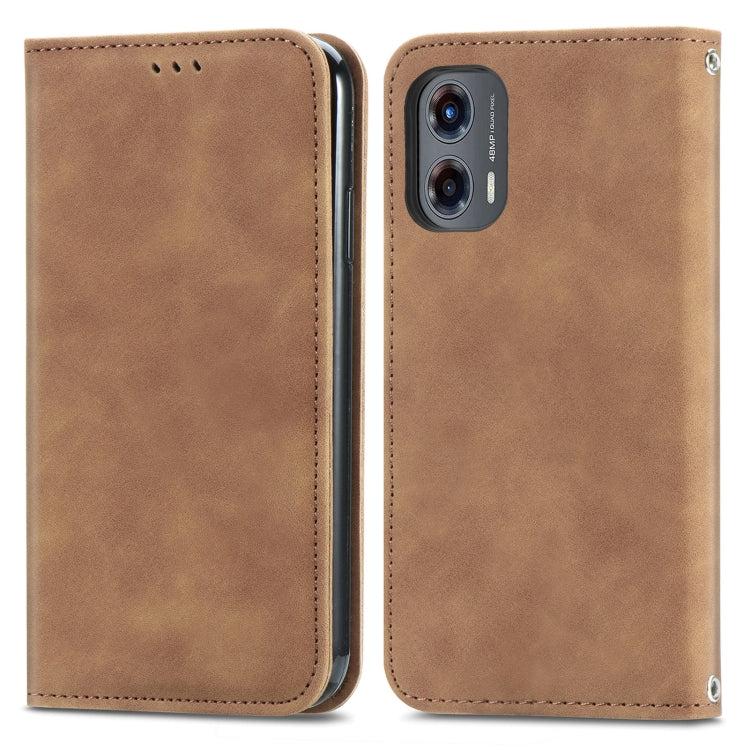 For Motorola Moto G Stylus 5G 2024 Retro Skin Feel Magnetic Flip Leather Phone Case