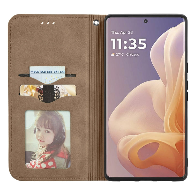 For Motorola Moto G85 Retro Skin Feel Magnetic Flip Leather Phone Case