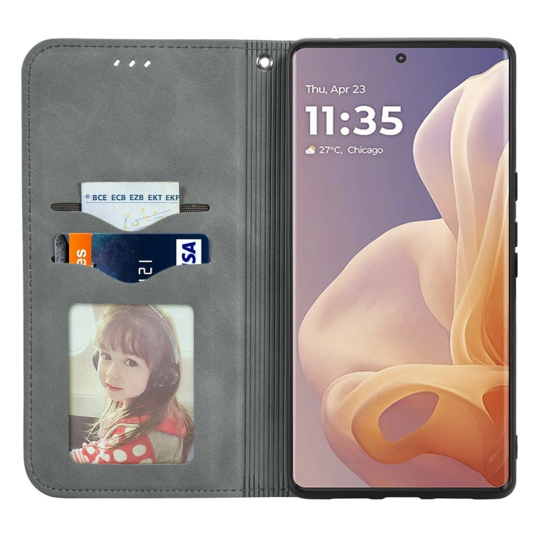 For Motorola Moto G85 Retro Skin Feel Magnetic Flip Leather Phone Case