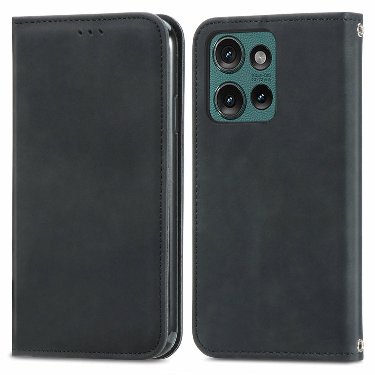 For Motorola Edge 2024 Retro Skin Feel Magnetic Flip Leather Phone Case