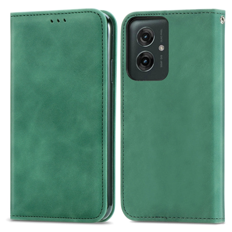 For Motorola Moto G55 Retro Skin Feel Magnetic Flip Leather Phone Case