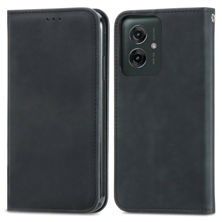 For Motorola Moto G55 Retro Skin Feel Magnetic Flip Leather Phone Case