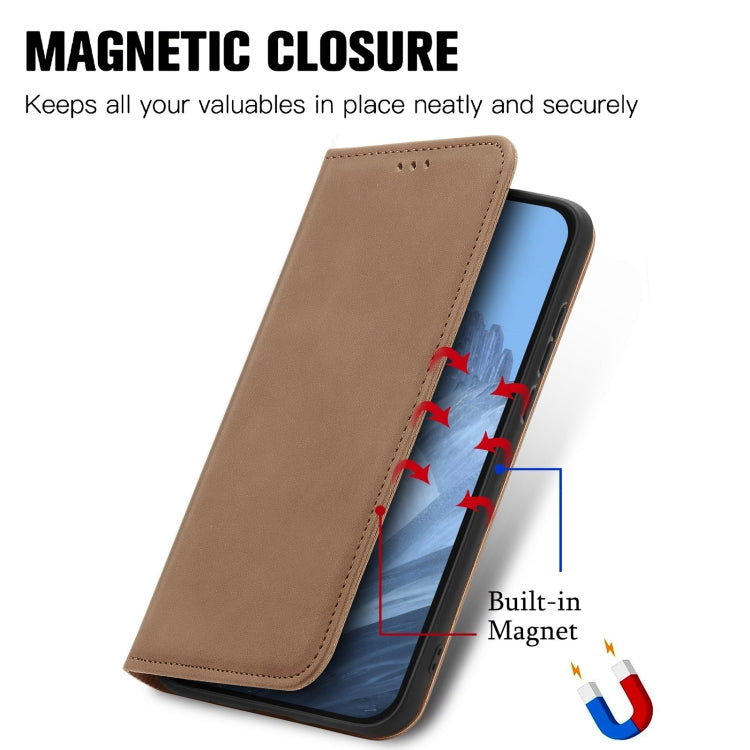 For Motorola Moto G55 Retro Skin Feel Magnetic Flip Leather Phone Case