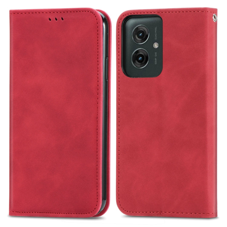 For Motorola Moto G55 Retro Skin Feel Magnetic Flip Leather Phone Case