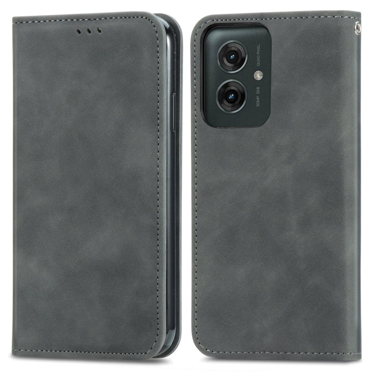 For Motorola Moto G55 Retro Skin Feel Magnetic Flip Leather Phone Case