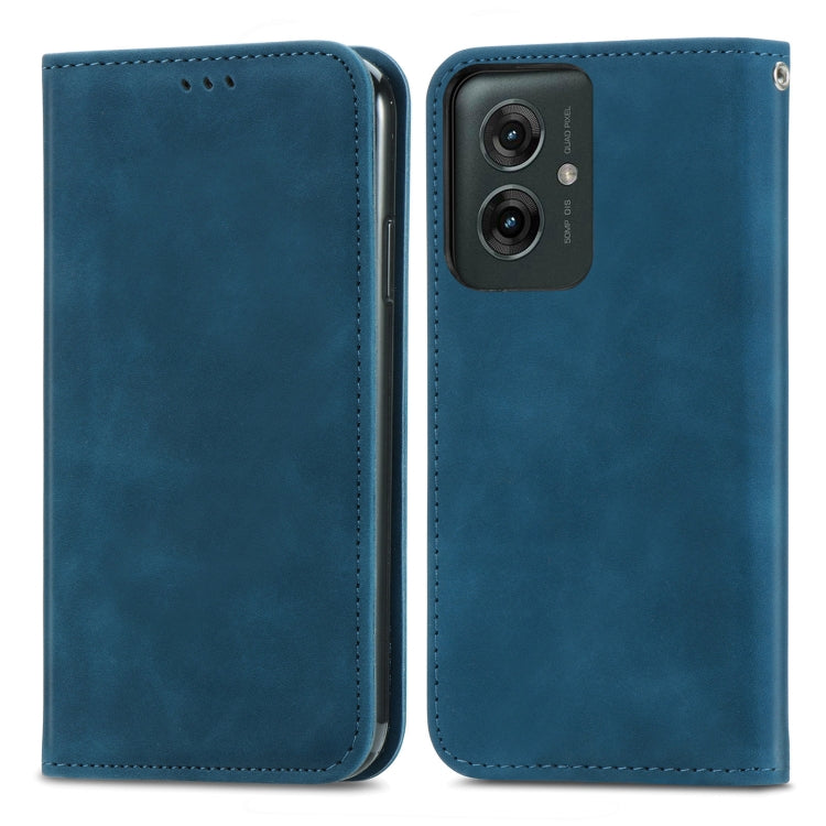 For Motorola Moto G55 Retro Skin Feel Magnetic Flip Leather Phone Case