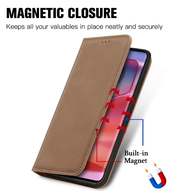 For Motorola Edge 50 Retro Skin Feel Magnetic Flip Leather Phone Case