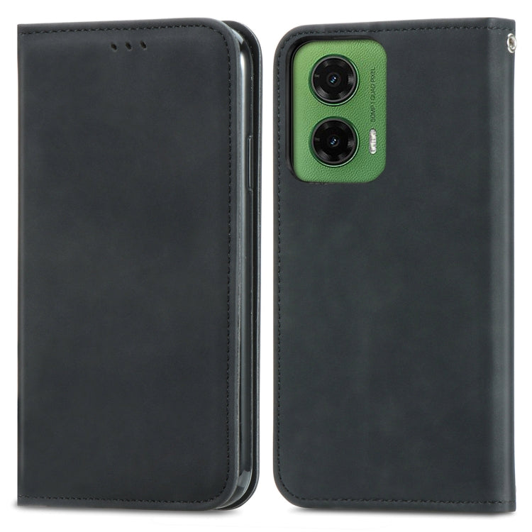 For Motorola Moto G35 Retro Skin Feel Magnetic Flip Leather Phone Case