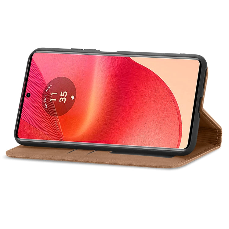For Motorola Moto G35 Retro Skin Feel Magnetic Flip Leather Phone Case
