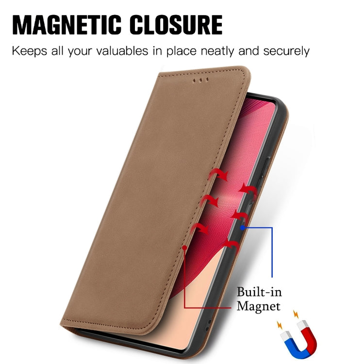 For Motorola Moto G35 Retro Skin Feel Magnetic Flip Leather Phone Case