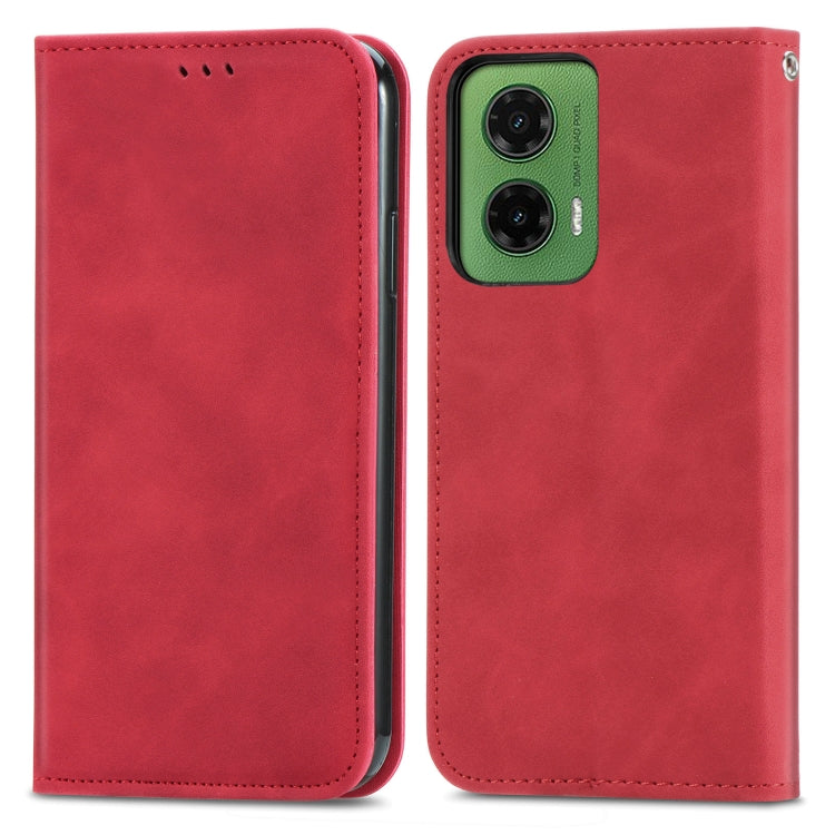 For Motorola Moto G35 Retro Skin Feel Magnetic Flip Leather Phone Case