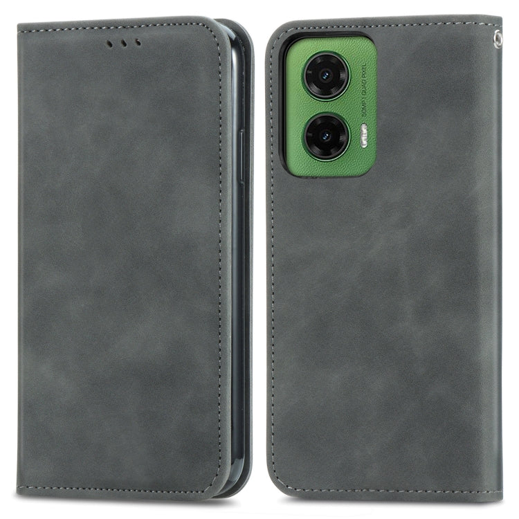 For Motorola Moto G35 Retro Skin Feel Magnetic Flip Leather Phone Case