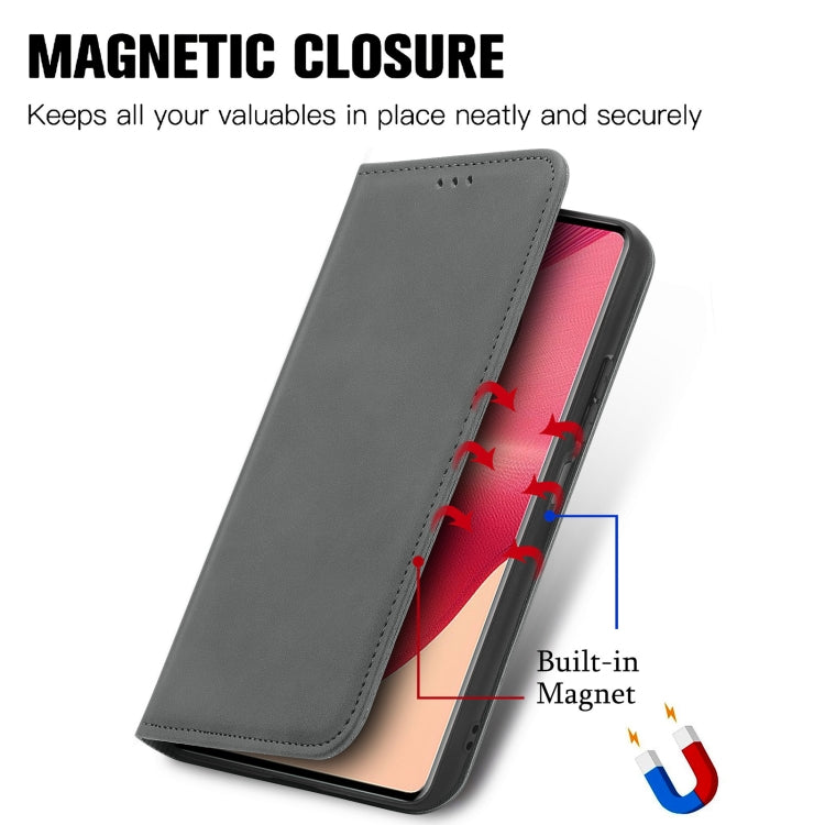 For Motorola Moto G35 Retro Skin Feel Magnetic Flip Leather Phone Case