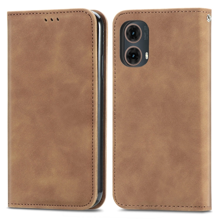 For Motorola  Moto G45 Retro Skin Feel Magnetic Flip Leather Phone Case