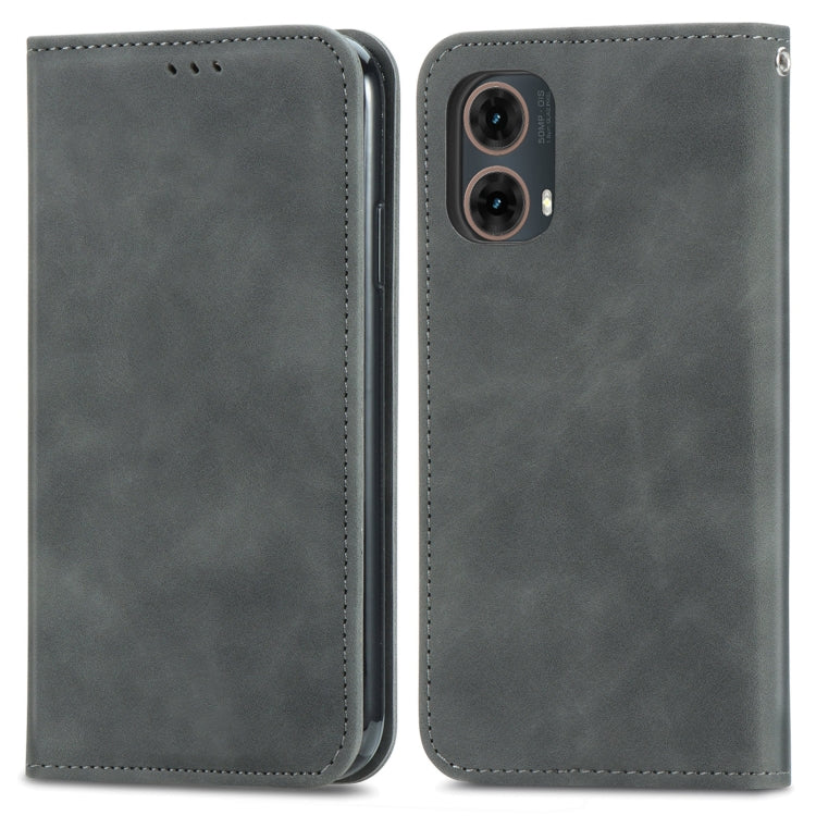 For Motorola  Moto G45 Retro Skin Feel Magnetic Flip Leather Phone Case