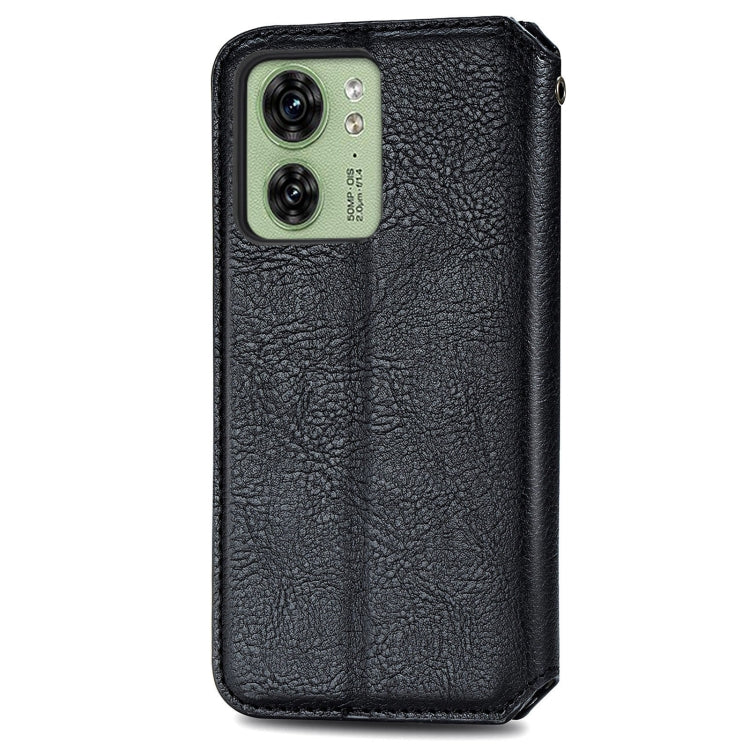For Motorola Moto Edge 40 5G Cubic Grid Pressed Magnetic Leather Phone Case