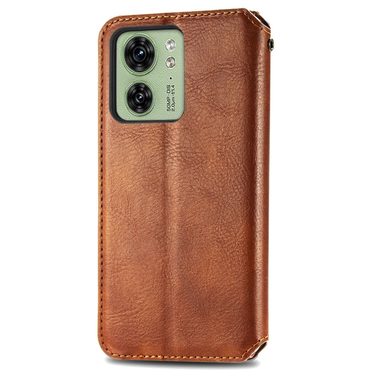 For Motorola Moto Edge 40 5G Cubic Grid Pressed Magnetic Leather Phone Case