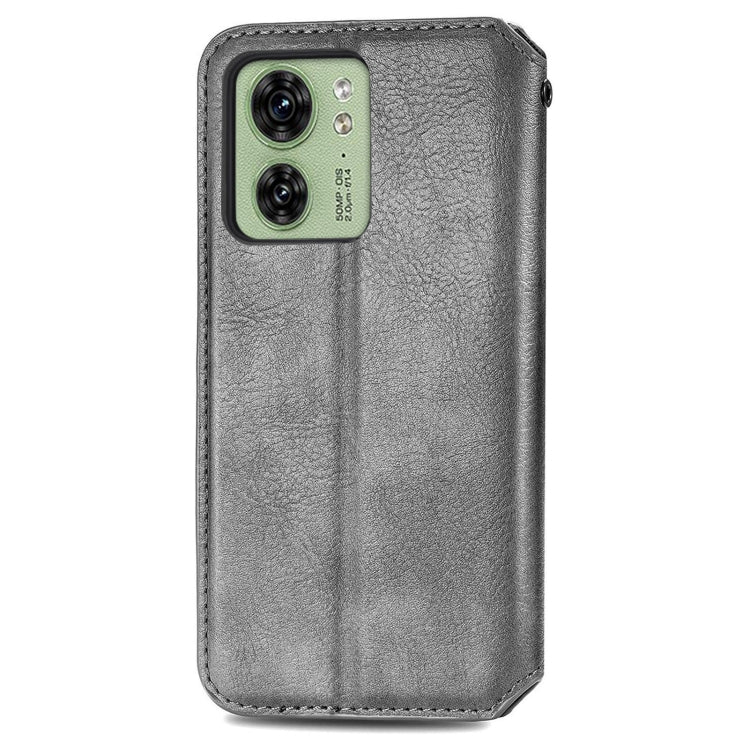 For Motorola Moto Edge 40 5G Cubic Grid Pressed Magnetic Leather Phone Case