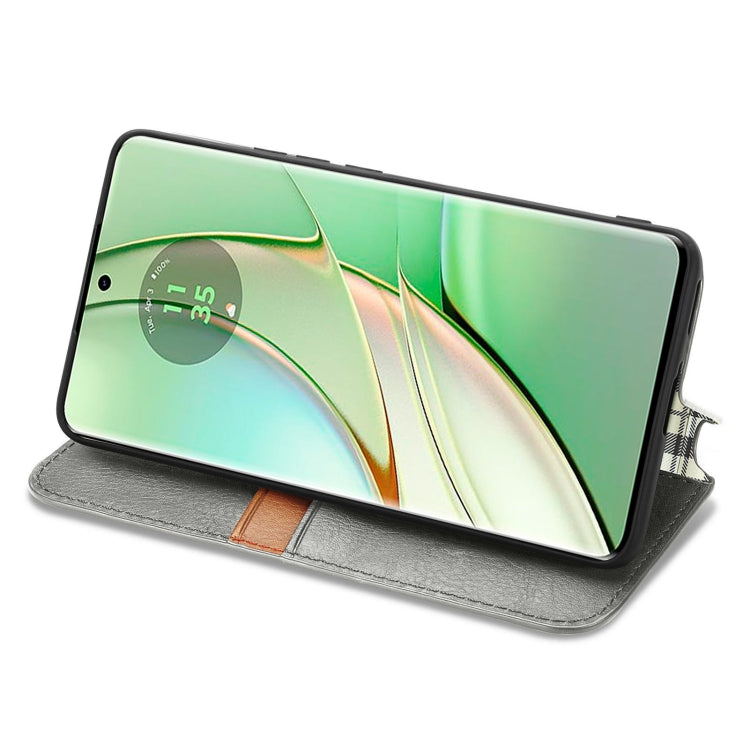 For Motorola Moto Edge 40 5G Cubic Grid Pressed Magnetic Leather Phone Case